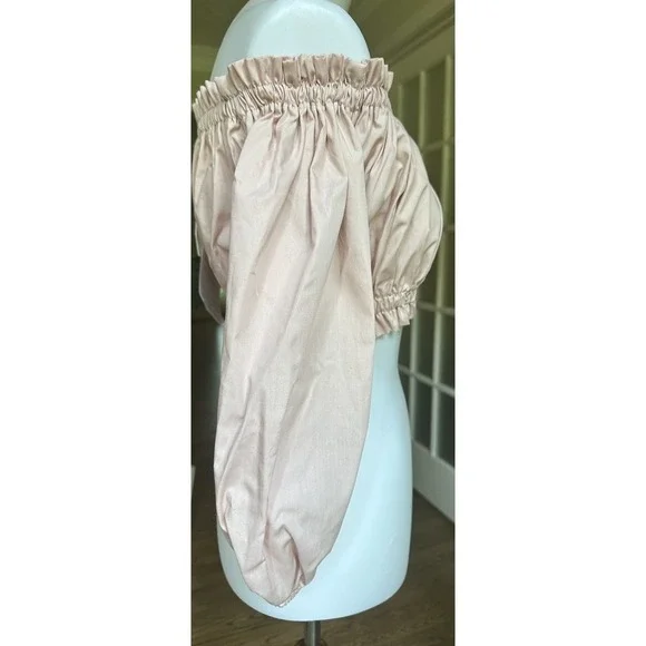 Vicolo Pink Off Shoulder Crop Top Long Sleeve 100% Cotton Made in Italy Size S - Picture 4 of 11
